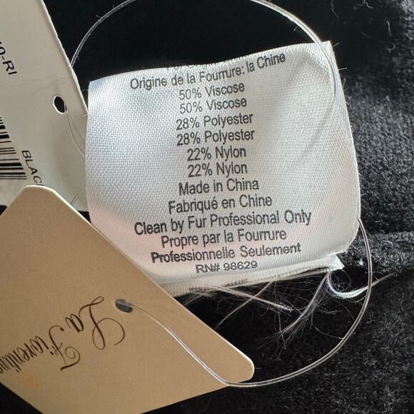 La Fiorentina Genuine Real Rex Rabbit Fur Poncho in Black - Picture 6 of 6